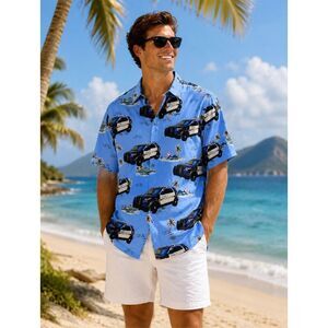 Miami Beach Police button up Hawaiian shirt all over print Miami vice XXL 2XL